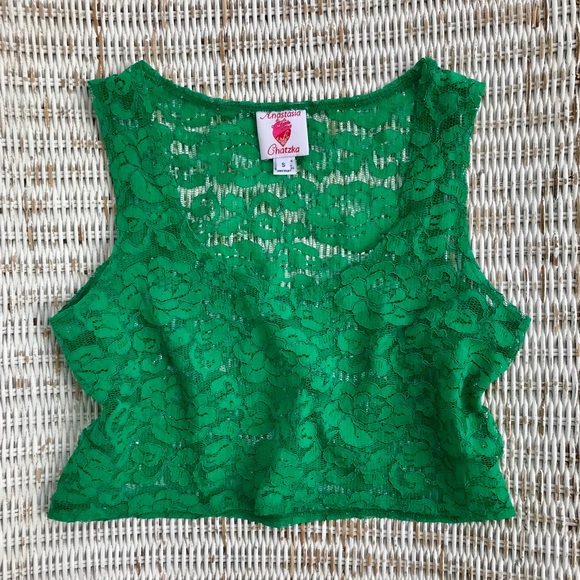 DESIGNER {Anastasia Chatzka} Semi-sheer Lace Crop Top • Size Small - Picture 5 of 6